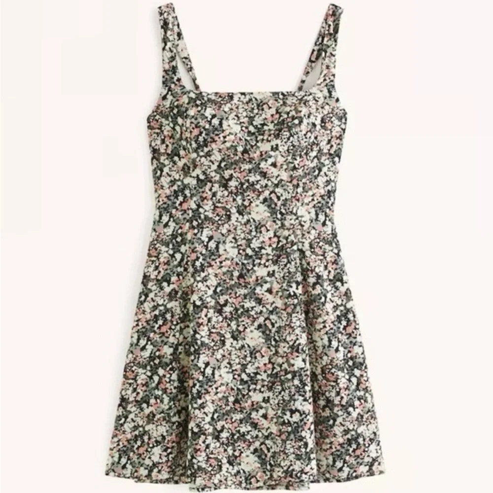 Abercrombie & Fitch Square Neck Floral Mini Dress Small - Picture 2 of 5